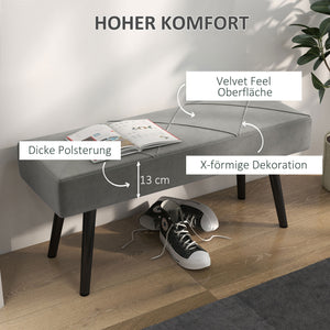 Sitzbank Polsterbank Samtoptik X-Muster 100x36x45cm Grau