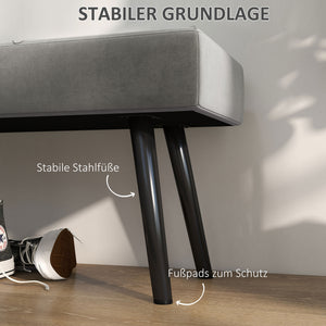Sitzbank Polsterbank Samtoptik X-Muster 100x36x45cm Grau