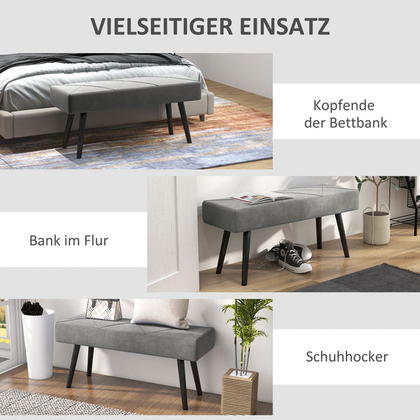 Sitzbank Polsterbank Samtoptik X-Muster 100x36x45cm Grau