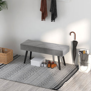 Sitzbank Polsterbank Samtoptik X-Muster 100x36x45cm Grau
