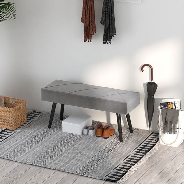 Sitzbank Polsterbank Samtoptik X-Muster 100x36x45cm Grau