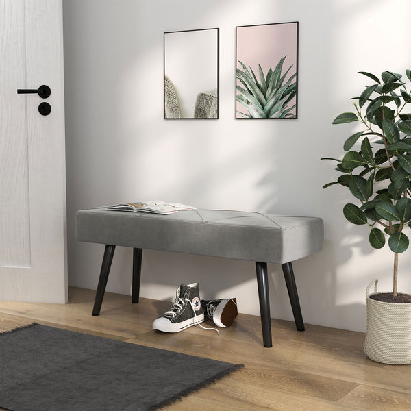 Sitzbank Polsterbank Samtoptik X-Muster 100x36x45cm Grau