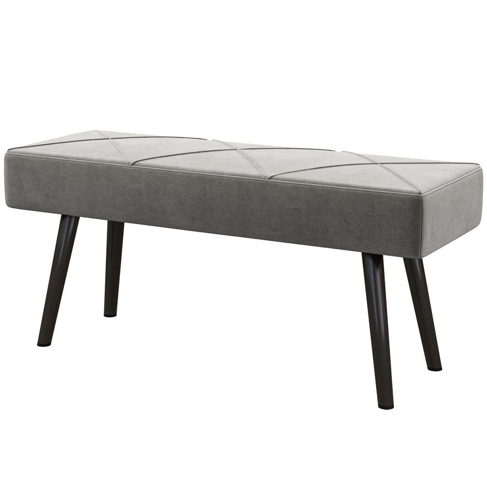 Sitzbank Polsterbank Samtoptik X-Muster 100x36x45cm Grau