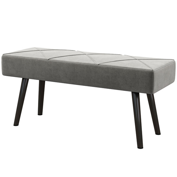Sitzbank Polsterbank Samtoptik X-Muster 100x36x45cm Grau