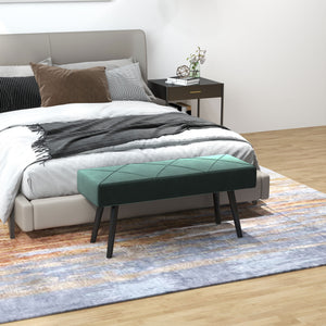 Sitzbank Polsterbank Samtoptik X-Muster 100x36x45cm Grün