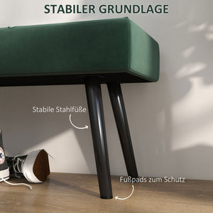 Sitzbank Polsterbank Samtoptik X-Muster 100x36x45cm Grün