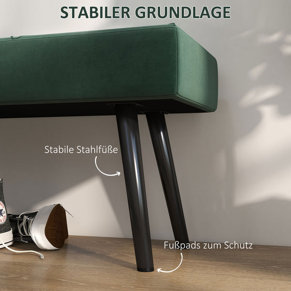 Sitzbank Polsterbank Samtoptik X-Muster 100x36x45cm Grün
