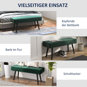 Sitzbank Polsterbank Samtoptik X-Muster 100x36x45cm Grün
