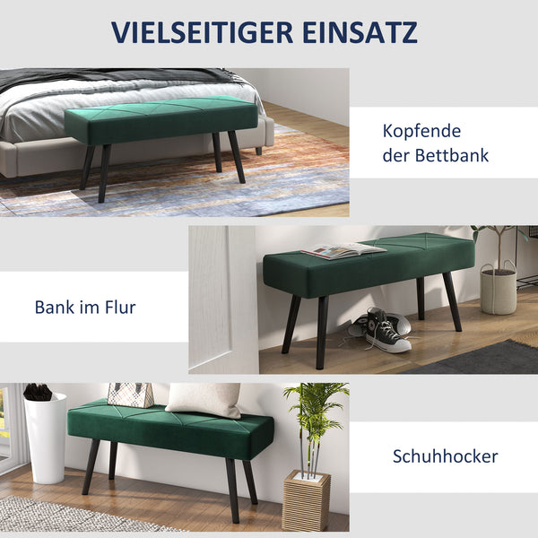 Sitzbank Polsterbank Samtoptik X-Muster 100x36x45cm Grün