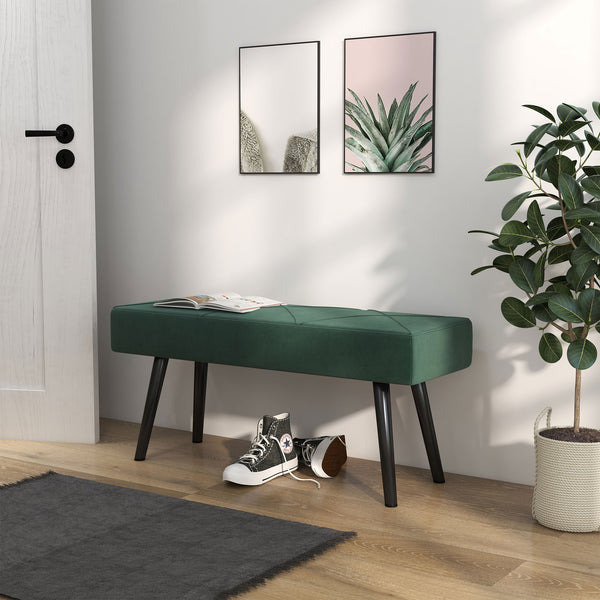Sitzbank Polsterbank Samtoptik X-Muster 100x36x45cm Grün