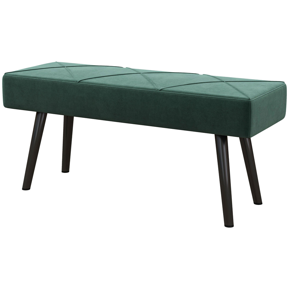 Panca imbottita, effetto velluto, motivo a X, 100x36x45cm, verde