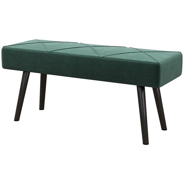 Sitzbank Polsterbank Samtoptik X-Muster 100x36x45cm Grün