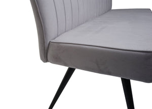 Sitzbank Samt 160cm mit Rückenlehne und Metallgestell hellgrau