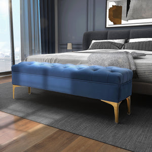 Sitzbank Samt Schlafzimmer & Flur 118x45x42cm Blau