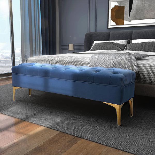 Sitzbank Samt Schlafzimmer & Flur 118x45x42cm Blau