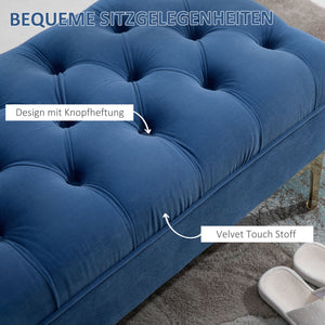 Sitzbank Samt Schlafzimmer & Flur 118x45x42cm Blau