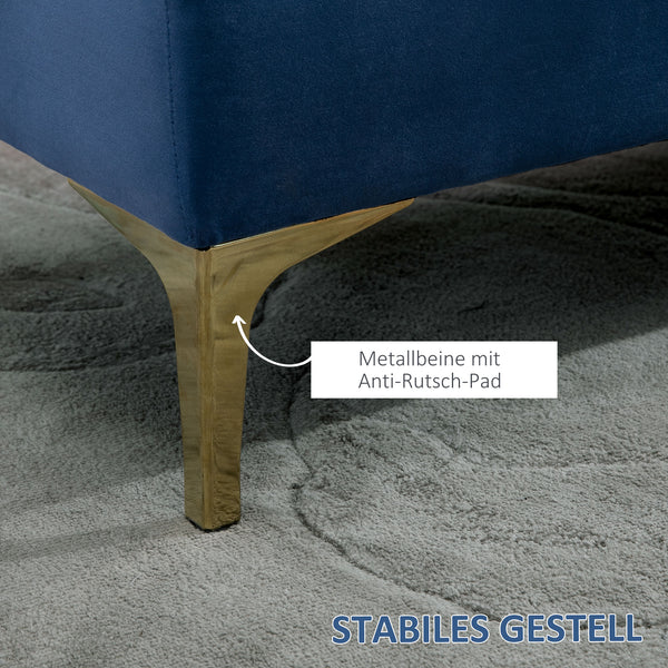 Sitzbank Samt Schlafzimmer & Flur 118x45x42cm Blau
