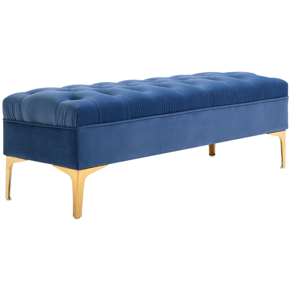 Panca in velluto per camera da letto e corridoio, 118x45x42cm, blu