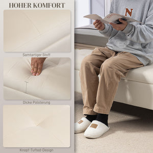 Sitzbank Samtoptik mit Stauraum 120x44x44.5cm Beige