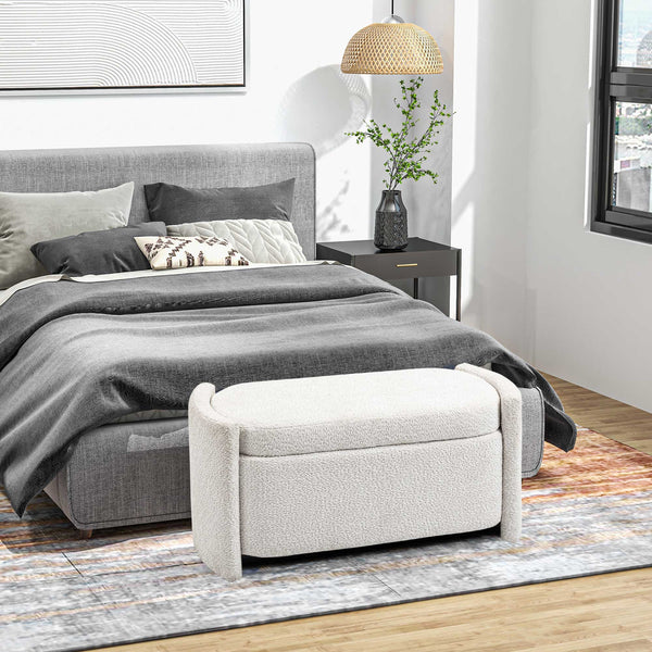 Sitzbank Samtoptik Stauraum 105x44x45.5cm Creme