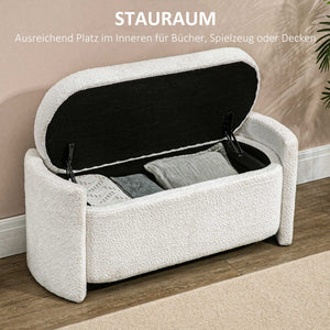 Sitzbank Samtoptik Stauraum 105x44x45.5cm Creme