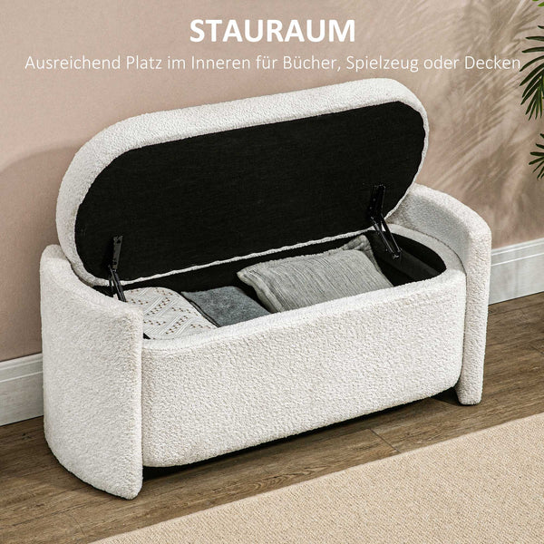 Sitzbank Samtoptik Stauraum 105x44x45.5cm Creme