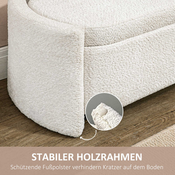 Sitzbank Samtoptik Stauraum 105x44x45.5cm Creme