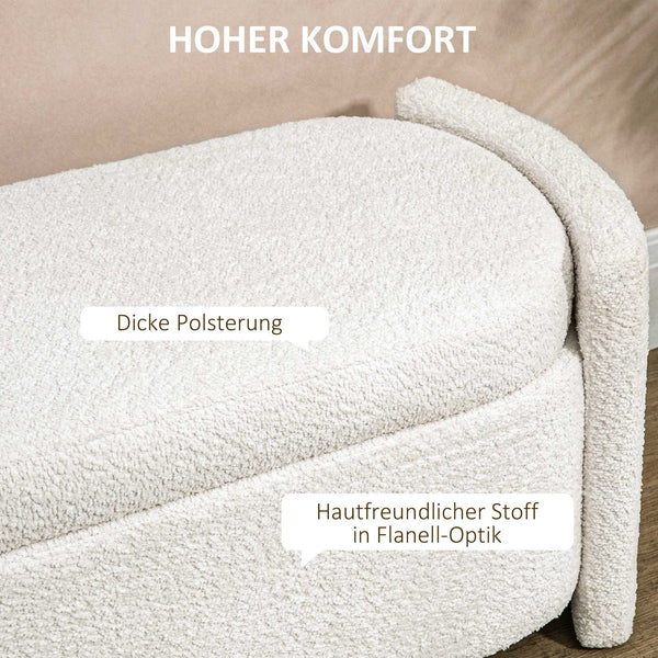 Sitzbank Samtoptik Stauraum 105x44x45.5cm Creme