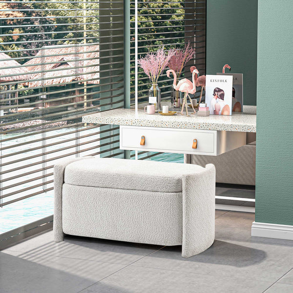 Sitzbank Samtoptik Stauraum 105x44x45.5cm Creme