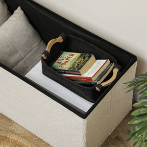 Sitzbank Samtoptik mit Stauraum faltbar 76x38x38cm Cremeweiss