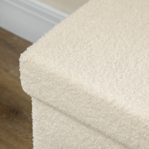 Sitzbank Samtoptik mit Stauraum faltbar 76x38x38cm Cremeweiss