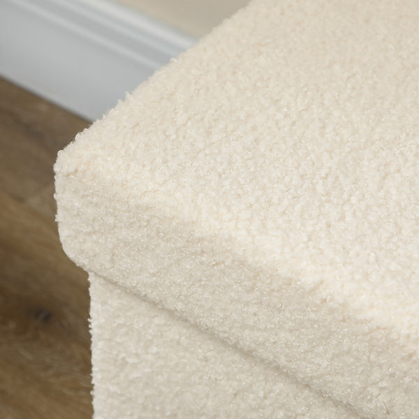 Sitzbank Samtoptik mit Stauraum faltbar 76x38x38cm Cremeweiss
