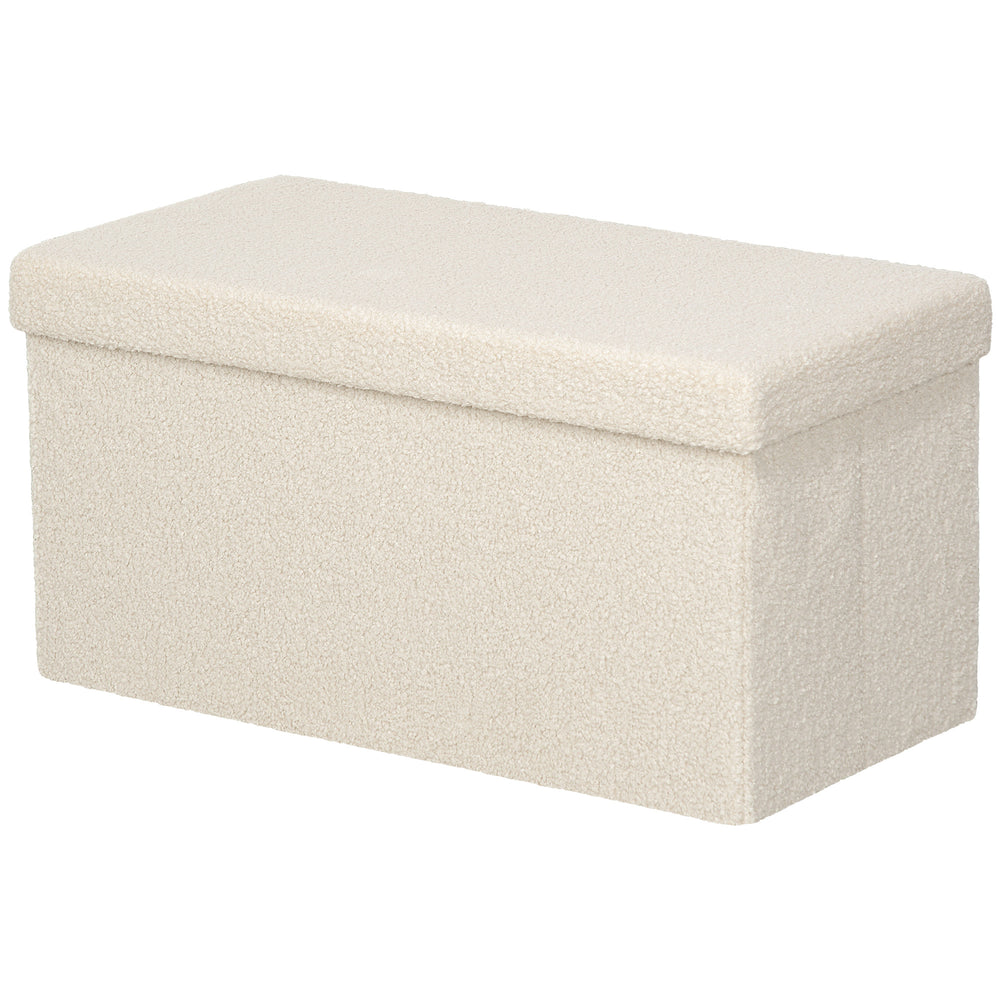 Sitzbank Samtoptik mit Stauraum faltbar 76x38x38cm Cremeweiss