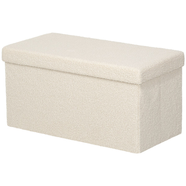 Sitzbank Samtoptik mit Stauraum faltbar 76x38x38cm Cremeweiss