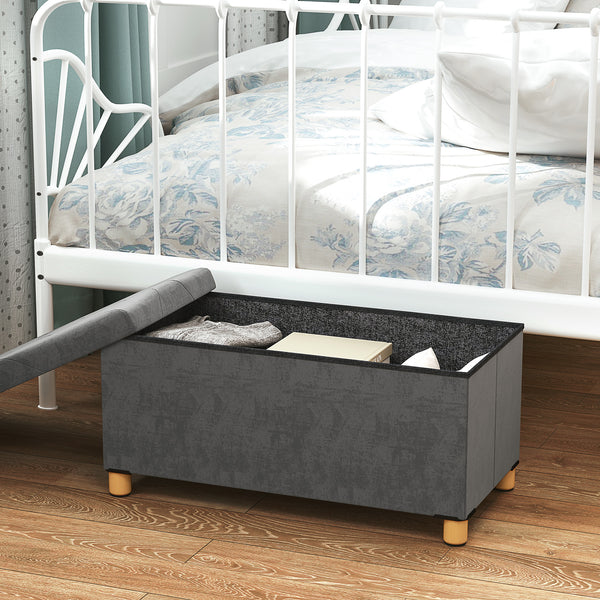 Sitzbank Samtoptik mit Stauraum faltbar 76x38x38cm Grau