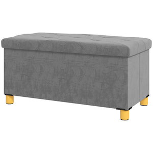 Sitzbank Samtoptik mit Stauraum faltbar 76x38x38cm Grau