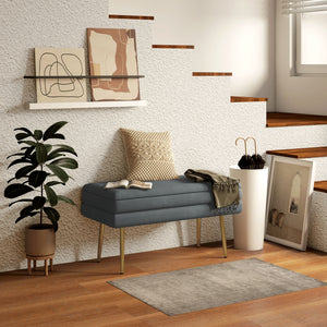 Sitzbank Samtoptik mit Stauraum 79.5x37.5x43cm Grau