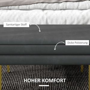Sitzbank Samtoptik mit Stauraum 79.5x37.5x43cm Grau