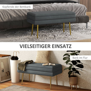 Sitzbank Samtoptik mit Stauraum 79.5x37.5x43cm Grau