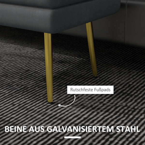 Sitzbank Samtoptik mit Stauraum 79.5x37.5x43cm Grau