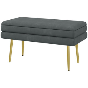 Sitzbank Samtoptik mit Stauraum 79.5x37.5x43cm Grau