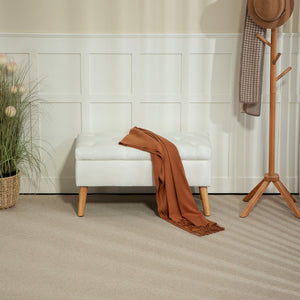 Sitzbank Samtoptik mit Stauraum Gummiholz 102x35x43cm Weiss