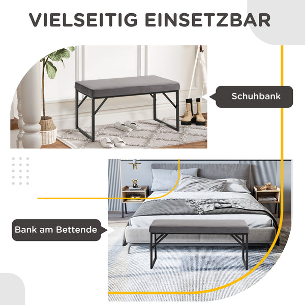 Sitzbank Samtoptik stilvoll vielseitig Dunkelgrau