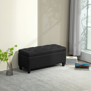 Sitzbank mit Stauraum gepolstert 100cm Holz schwarz