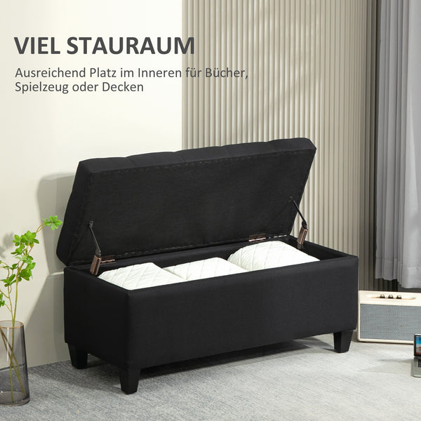 Sitzbank mit Stauraum gepolstert 100cm Holz schwarz