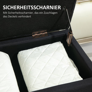 Sitzbank mit Stauraum gepolstert 100cm Holz schwarz
