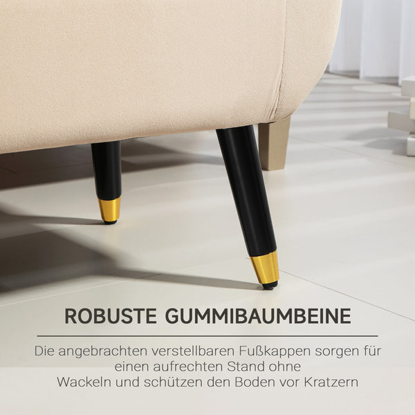 Sitzbank mit Stauraum Armlehnen & Samtoptik 107x42x65cm Beige