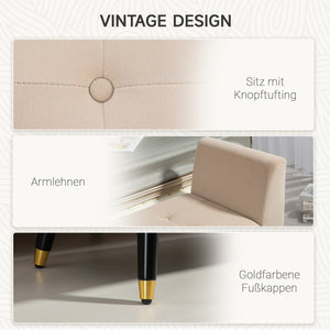 Sitzbank mit Stauraum Armlehnen & Samtoptik 107x42x65cm Beige