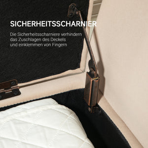 Sitzbank mit Stauraum Armlehnen & Samtoptik 107x42x65cm Beige
