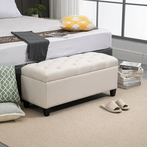 Sitzbank mit Stauraum 100x40x44cm Cremeweiss